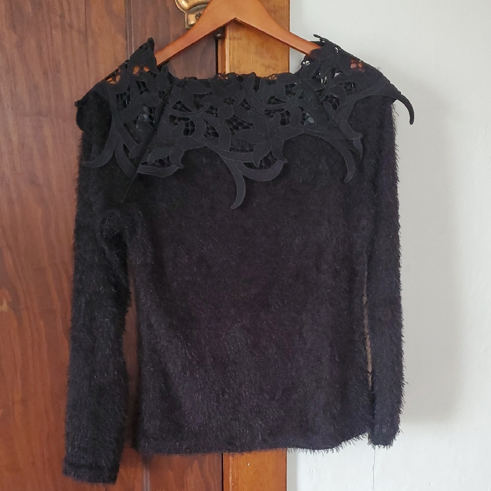 Elegant Black Lace Women's Sweater